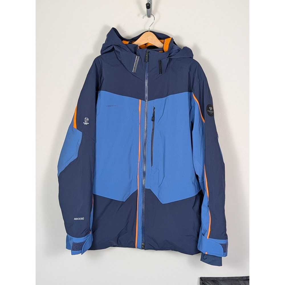 Obermeyer Fusion Series Mens 2XL Blue Orange RECCO Ski Jacket Technical Shell
